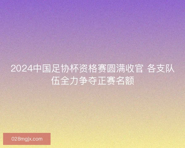 2024中国足协杯资格赛圆满收官 各支队伍全力争夺正赛名额