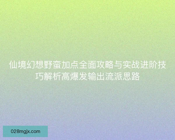 仙境幻想野蛮加点全面攻略与实战进阶技巧解析高爆发输出流派思路