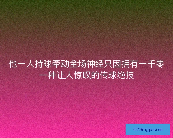 他一人持球牵动全场神经只因拥有一千零一种让人惊叹的传球绝技